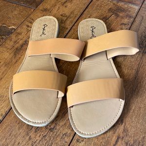 Brand New Tan Two Strap Sandals Qupid 10M